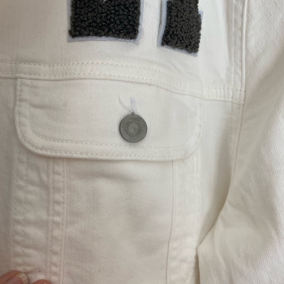 NWT Q Design Lab statement white denim LOVE jacket - Picture 3 of 6